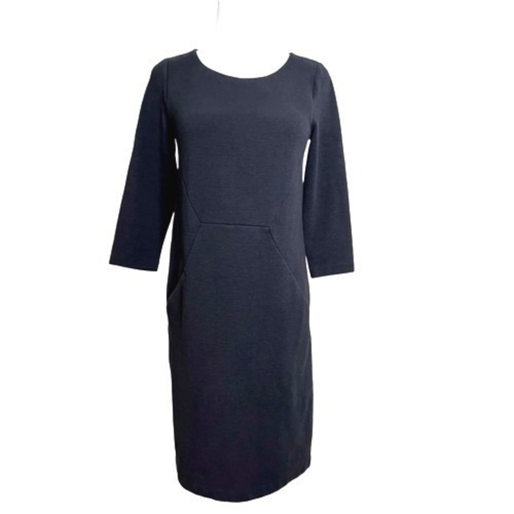 Boden Black Ribbed Seam Detail Pocket Tunic Dress 4 Long Preppy Normcore $98